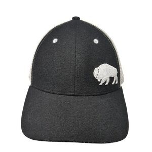 First Park Bison Felt Trucker Hat Black One Size Mesh Back Surf Wyoming